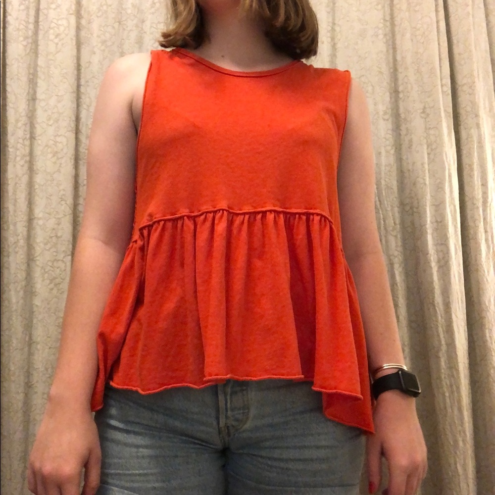 Orange Peplum Free People Tank